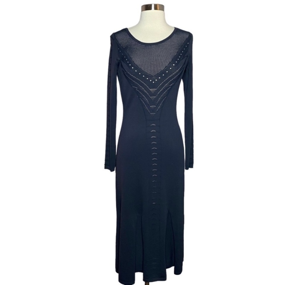 Venus Black Knit Midi Dress S
